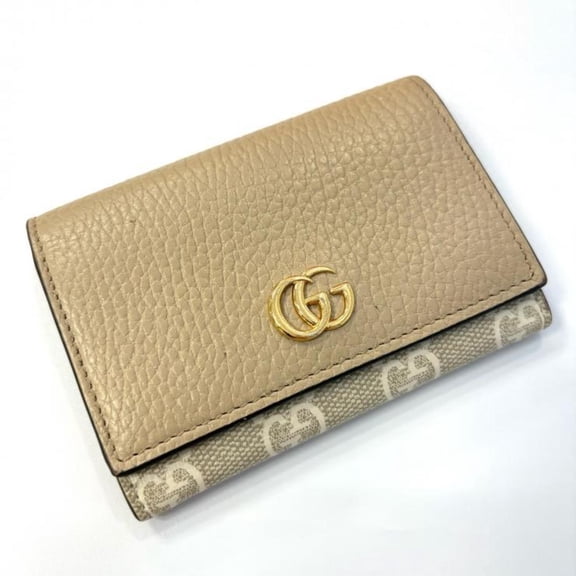 Pre-Owned GUCCI GG Marmont Supreme Business Card Case, Beige, Two-Tone, 739525