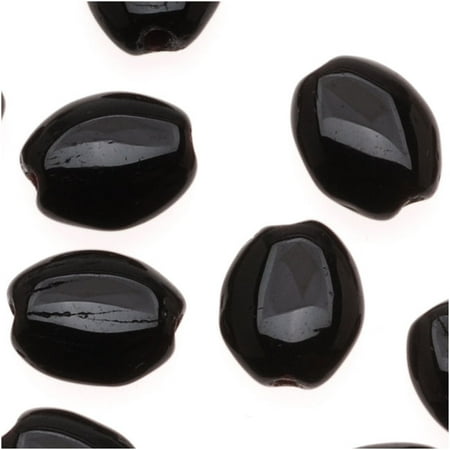 Flat Back Oval Glass - Czech Glass Flat Smooth Oval 8mm X 6mm Jet Black (25 Beads)
