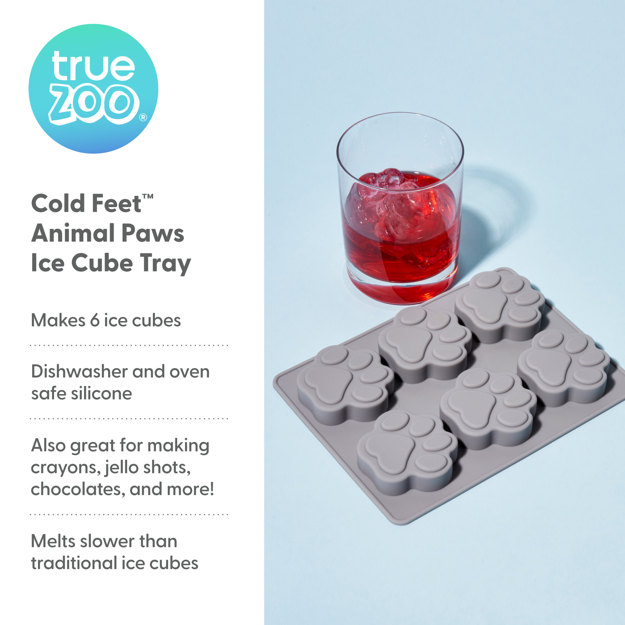 TrueZoo Cold Feet Animal Paws Silicone Ice Cube Tray