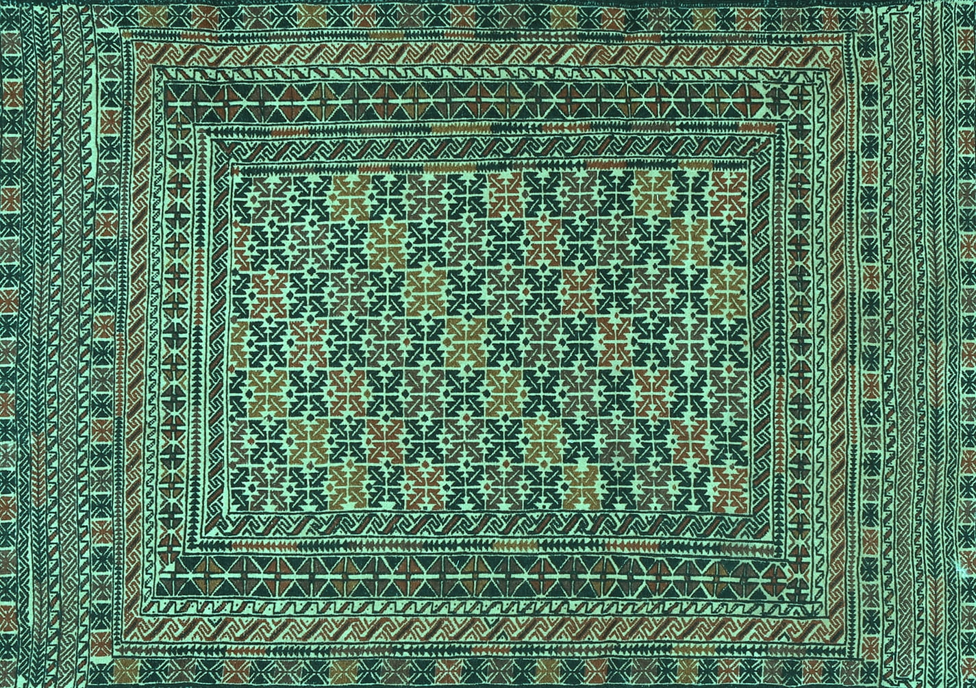 Ahgly Company Indoor Rectangle Southwestern Turquoise Blue Country Area Rugs, 2' x 3'