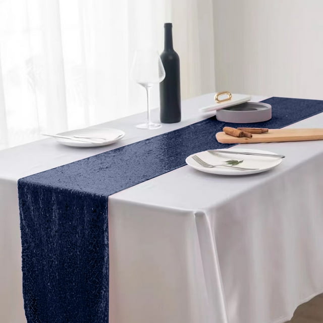 Birdeem Glitter Wedding Table Flag, Sparkling Decoration for Parties and Events, 12x71 Inch Polyester Table Runner, Easy to Match with Multiple Color Options