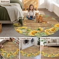 thumbnail image 5 of Sunflower Round Area Rug 7Ft Washable Circle Rugs for Dorm Laundry Room, Summer Eucalyptus Botanical Floral Brown Wooden Non-Slip Carpet Floor Mats Indoor Outdoor Carpet Runner Aesthetic Home Decor, 5 of 8