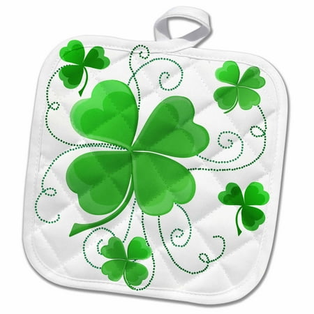Patricks Pot - 3dRose This design is of some lucky Shamrocks just in time for St Patricks Day - Pot Holder, 8 by 8-inch
