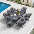 thumbnail image 4 of PURPLE LEAF 9 Pieces Patio Dining Set, Rectangular Aluminum Outdoor Table and 8 Wicker Chairs with Cushions for Garden Kitchen and Porch, Grey, 4 of 11