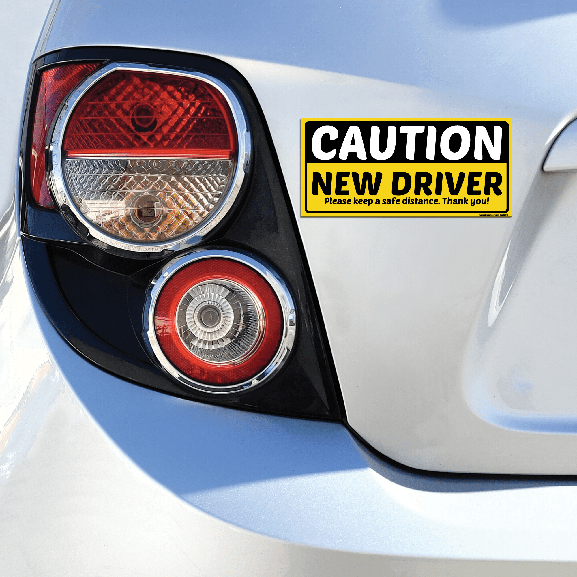 Imagine This Caution New Driver Removable and Reusable Yellow Rectangular Car Magnet for Student Drivers
