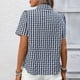 thumbnail image 5 of Tejiojio Women's Gingham Button-Down Shirt Short Sleeve Collared Casual Summer Blouse, 5 of 9