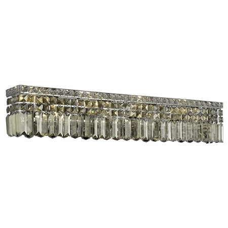

Maxime 7 light Chrome Wall Sconce Golden Teak (Smoky) Royal Cut Crystal