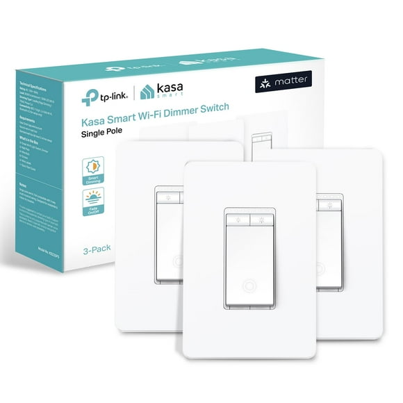 Interruptor atenuador inteligente Kasa Matter Voice Control, paquete de 3