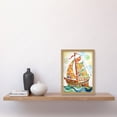 thumbnail image 2 of Sailing Ship At Sunrise Folk Art Artwork Framed Wall Art Print A4, 2 of 4