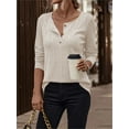 thumbnail image 6 of TEMOFON Womens Tops Fall Long Sleeve Button Henley Shirts Soft Lightweight Sweaters Casual Loose Crew Neck Tunic Tops L, 6 of 9