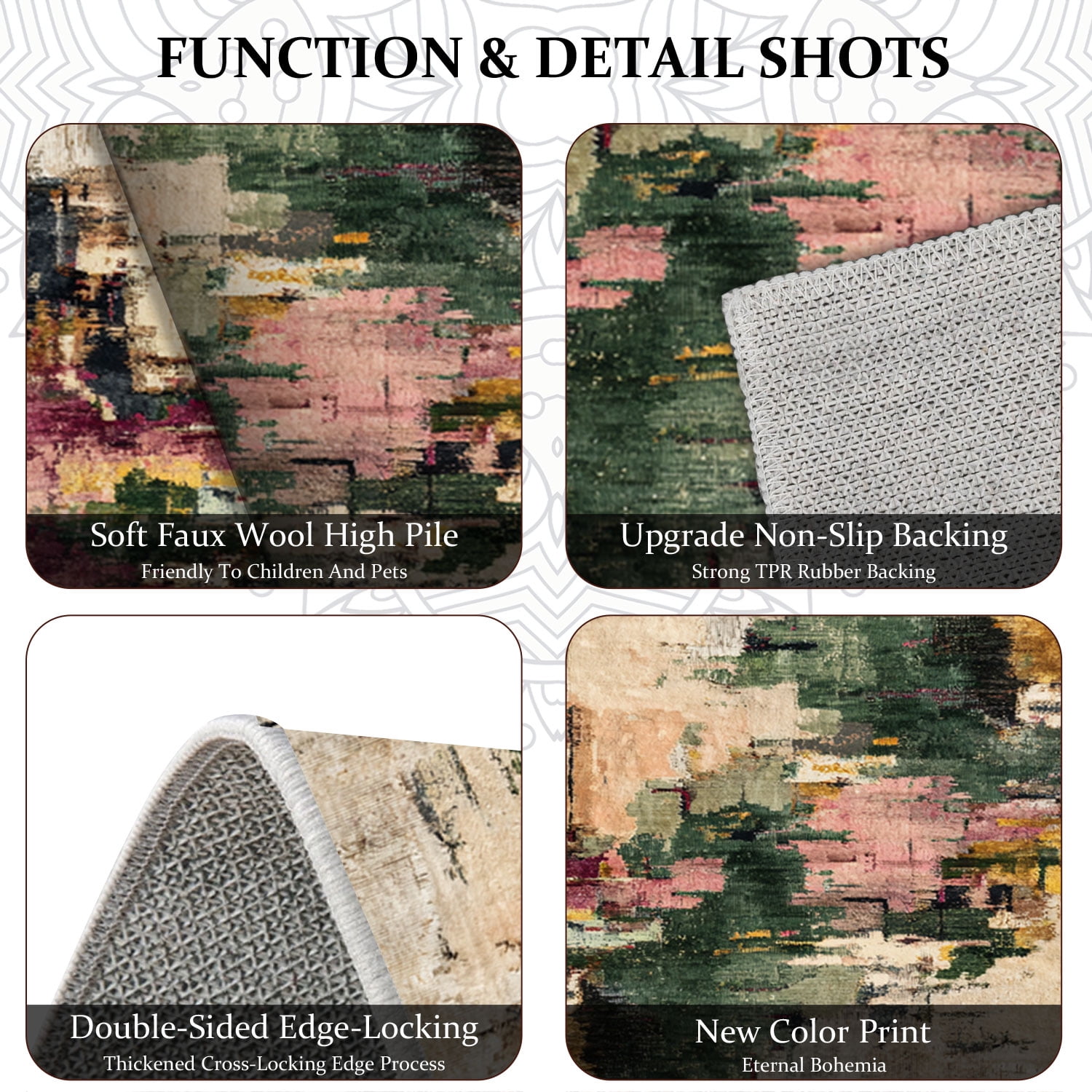 3 Piece Kitchen Rug Set, Non-Slip And Washable, Abstract Pattern Kitchen Hallway Rug, Soft And Comfortable, Suitable For Sinks, Floors, Entrances, Hallways and Bathrooms