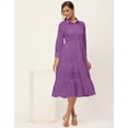 thumbnail image 2 of Moomaya Solid Tiered Dress For Women, Cotton Dress With Collar, 2 of 8