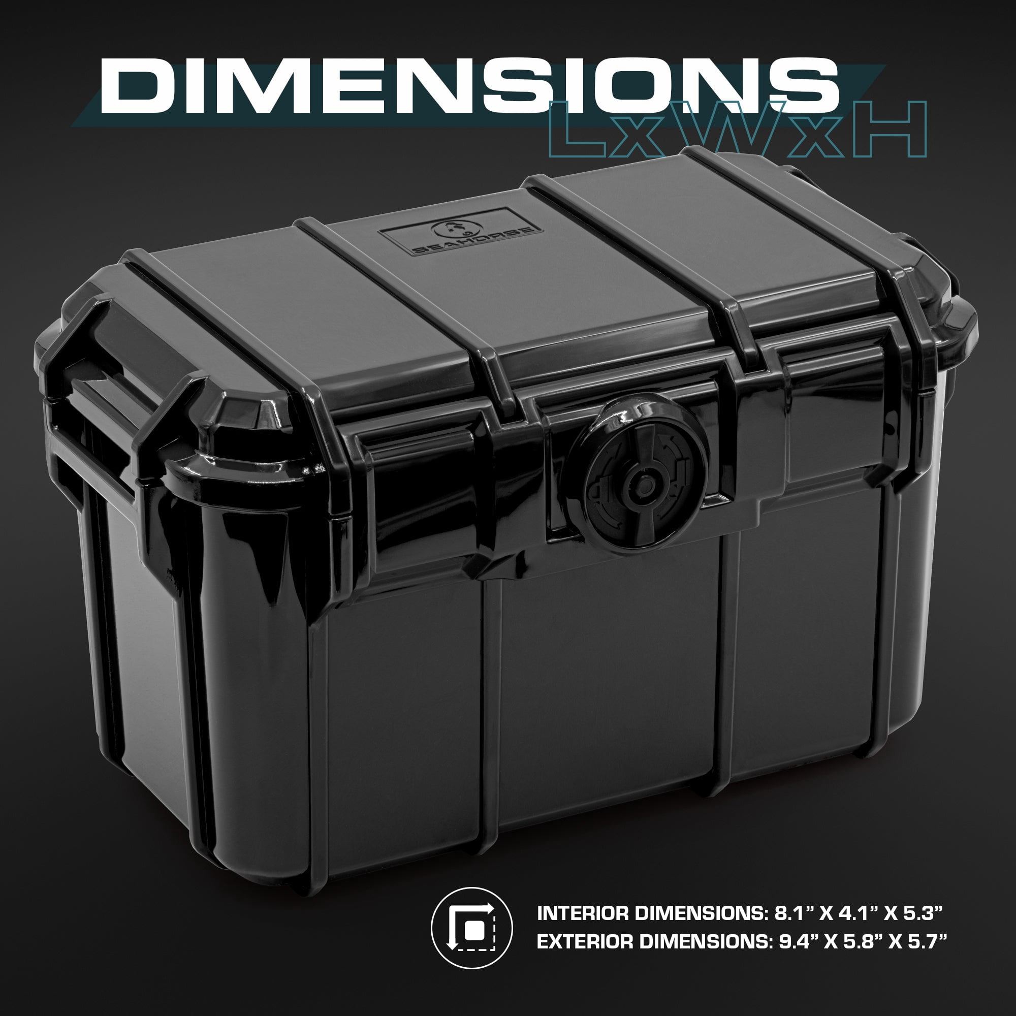 Seahorse 59 Portable Waterproof Dry Box Protective Case - Travel Safe / Mil Spec / IP67 Waterproof / USA Made - for Cameras, Ammunition, Rifle Ammo, Pistols, Smell Proof Box