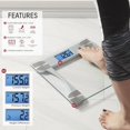 thumbnail image 2 of Báscula digital de vidrio Taylor con seguimiento de peso, báscula de baño para medir el peso corporal, báscula digital para baño, altamente precisa, mide hasta 200 kg, funciona con pilas, compatible c, 2 of 5