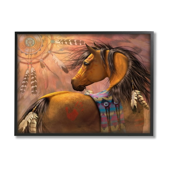Stupell Industries Kiowa Gold Stallion Animals & Insects Painting Black Framed Art Print Wall Art, 14 x 11