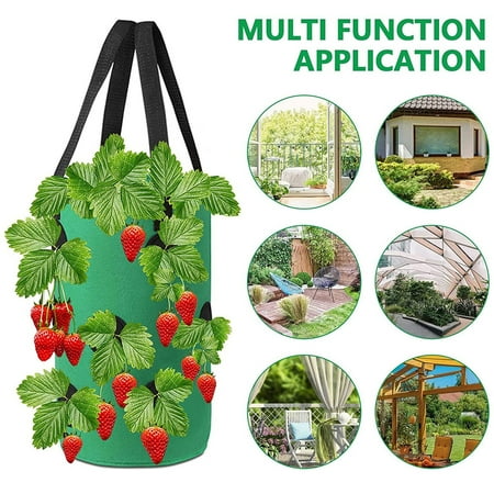 

Gyouwnll Hanging Strawberry Planting FeltCloth Planting Container Bag Garden Pot the holder C