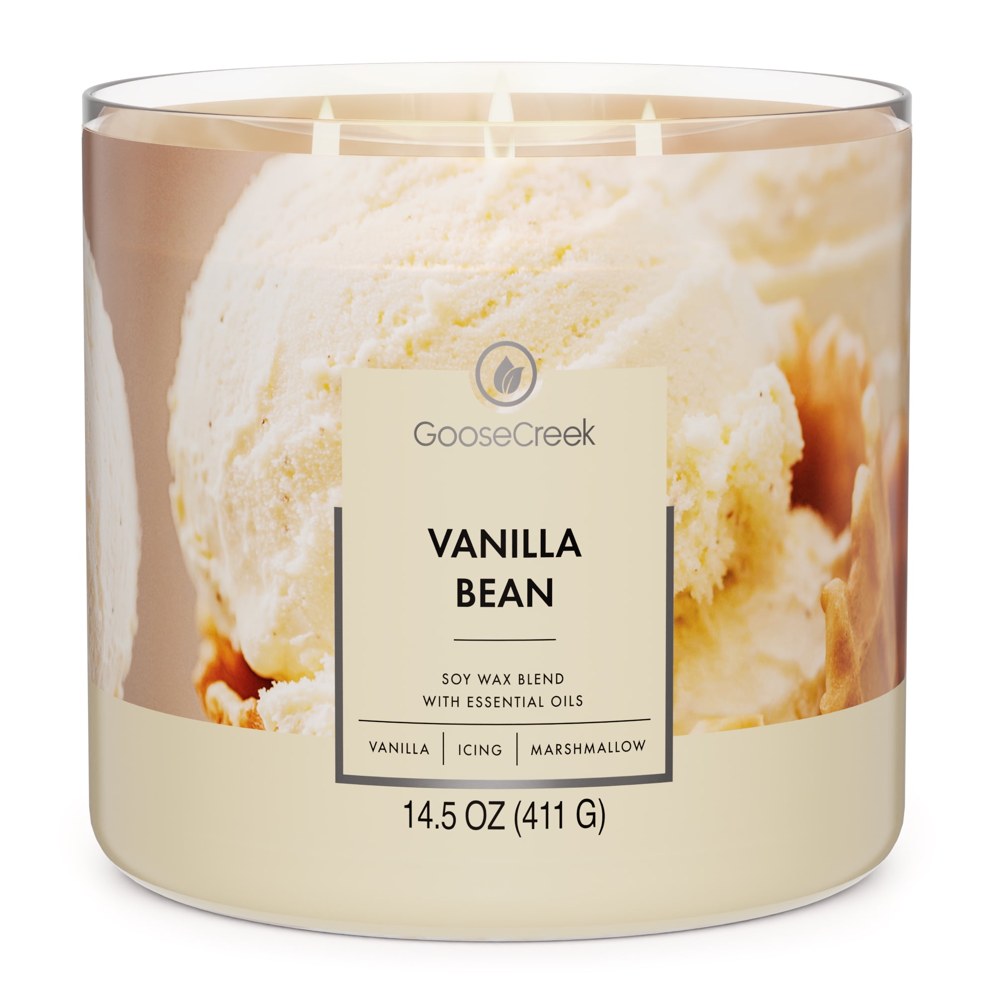 (4 pack) Goose Creek 3-Wick Vanilla Bean Scented Jar Candle, 14.5oz.