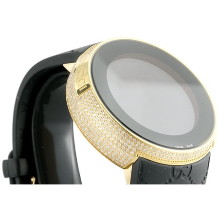 007 Stainless Steel Case - Mens YA114229 I-Gucci Digital White Diamond Watch 44mm Yellow Steel Case 2.50 CT