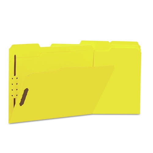 Universal UNV13524 1/3 Cut Tab Letter Size Deluxe Reinforced Top Tab Folders with Two Fasteners - Yellow (50/Box)