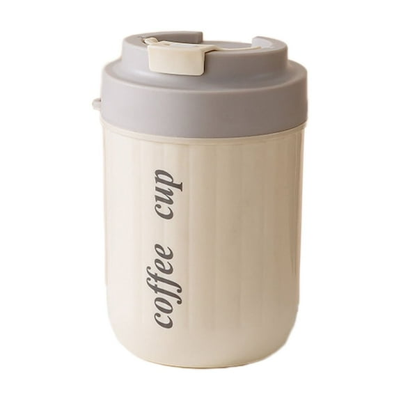 Beige Stainless Steel Insulated Coffee Mug With Temperature Display, Leak-Proof Lid, Frosted Texture For Office, Travel, Outdoor, Daily Use 3.5X3.5X8.5In 0.9Lb