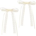 thumbnail image 1 of CustomyLife 2 pinzas para el pelo de encaje beige, lindas coquetas, pasadores a presión, cinta para el pelo con lazo para mujeres, San Valentín, bodas, bailes, accesorios decorativos, 1 of 5