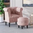 thumbnail image 2 of Pemberly Row Tufted Fabric Chair and Ottoman Set in Light Blush, 2 of 15
