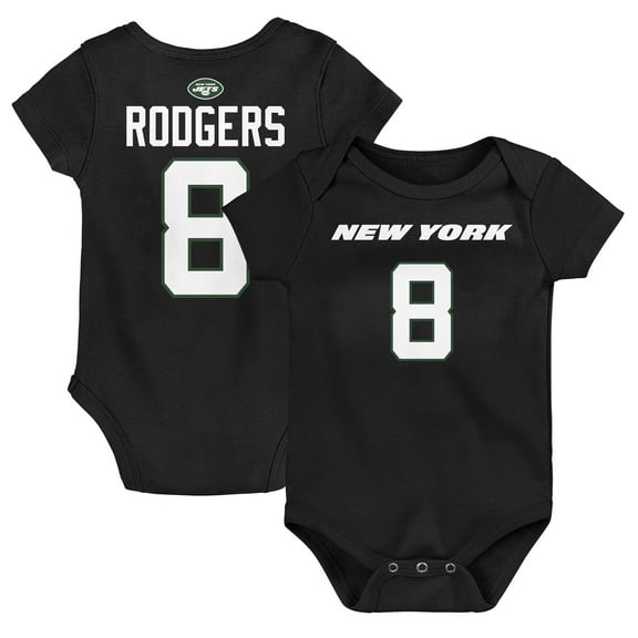 Newborn & Infant Aaron Rodgers Black New York Jets Mainliner Player Name & Number Bodysuit