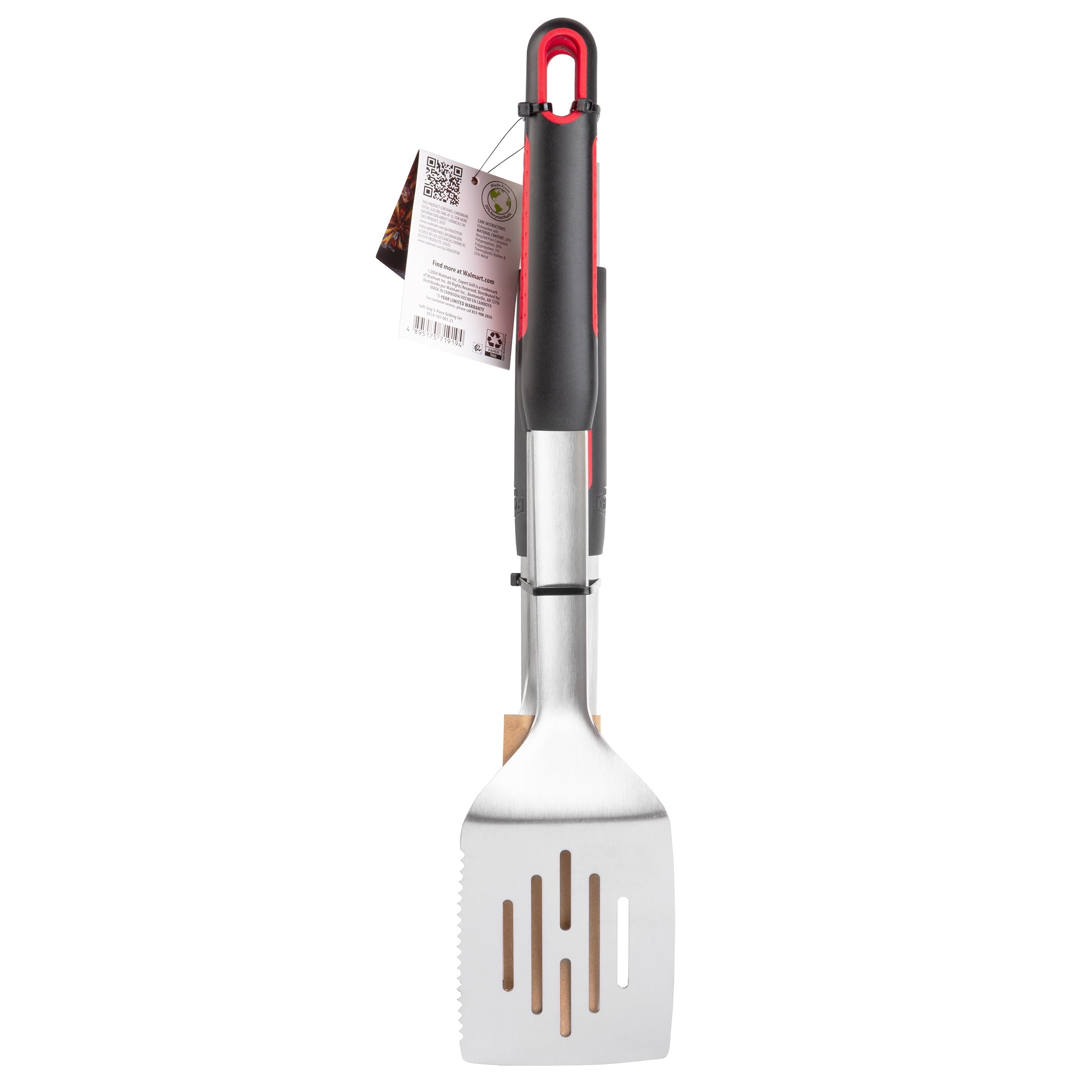 Expert Grill Stainless Steel 3-Piece BBQ Tool Set with Soft Grip Handles,Include Spatula,Tong, Fork
