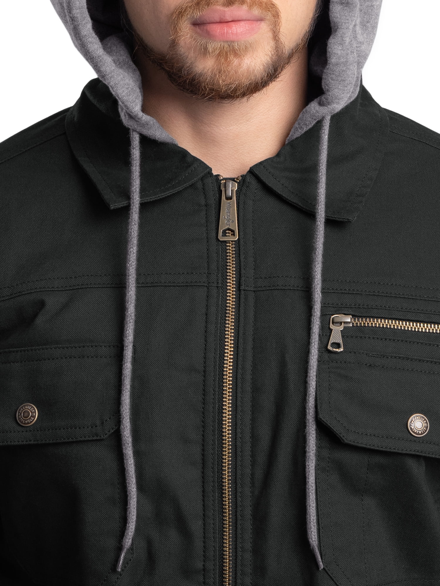 Wrangler Workwear Men's Quilted Lined Work Shirt Jacket with Hood, Size S-5XL (Men's and Big Men's)