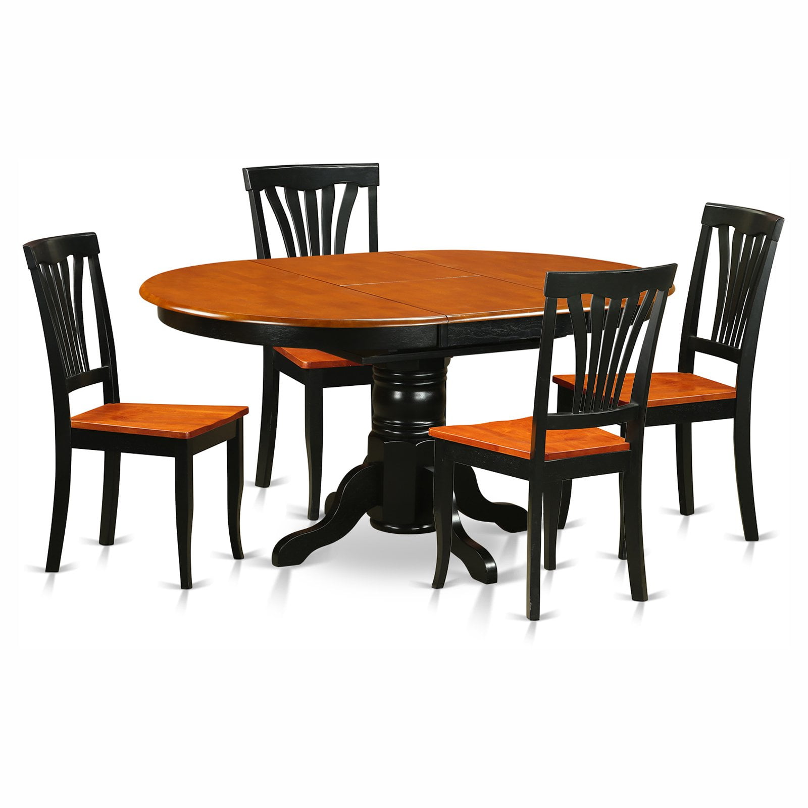 East West Furniture Avon 5 Piece Pedestal Oval Dining Table Set with