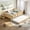 Light Natural, variant on Full Bed with Built-in Bookshelves and Staircase, Safety Rails, Storage Trundle Bed Frame, Solid Wood Construction, for Guest Room Bedroom, Beige