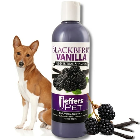 Jeffers Blackberry Vanilla Shampoo for Dogs, Cats & Small Pets, 17 oz – Safe pH Neutral Detangler Pet Shampoo with Warm Vanilla Fragrance, Grooming Essentials, Healthy Coat, Soap & Detergent Free