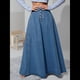 thumbnail image 4 of Faldas Largas Vaqueras Retro de Cintura Alta con Botones, Acampanadas, Plisadas, Sueltas y con Vuelo para Mujer Azul Oscuro XXL, 4 of 10