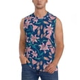 thumbnail image 3 of Uemuo Lilies Flowers Pattern Men's Sleeveless T-Shirt,Muscle Athletic Tank Top, Moisture-wicking Quick-dry Breathable Classic Tee Top for Gym Run Outdoor Sports-Large, 3 of 8