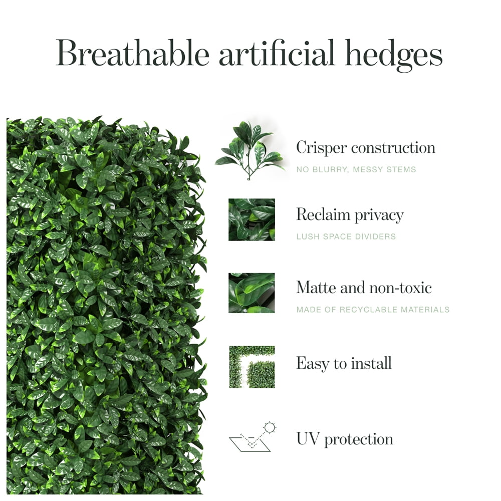 UltraHedge Privet Artificial Hedge 20" x 20" Panel, Medium Leaf 12 Pack