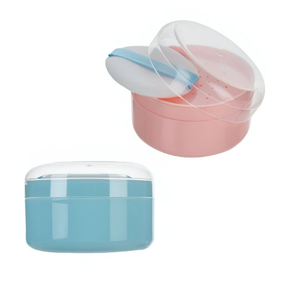 RAGUPEL 2 Pack After-Bath Powder Puff Kits Empty Body Powder Container Dispenser Case