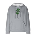 thumbnail image 4 of Women's Waffle Sweatshirts St. Patrick's Day Letter Graphic Print Drawstring Casual Loose Pullover Hoodies with Pockets(Gray,S), 4 of 5