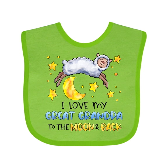 Inktastic I Love My Great Grandpa to the Moon and Back Cute Sheep Boys or Girls Baby Bib
