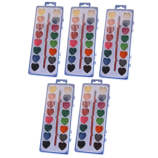 Juego de Acuarela para Niños, Caja de 16 Cuadrados con Forma de Corazón y Pigmento Sólido En Polvo.