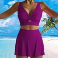 thumbnail image 2 of MSJUHEG Bathing Suit with Skirt,Ruffle Cutout Swimdress,Beach Crochet Knit Sets,Ruched Skirt Bathing Suit,Bathing Suit with Shorts,Skirted Swimsuits for Women,One Piece Swimsuit with Skirt Purple 1 M, 2 of 4