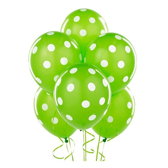 lime with white polka dots latex balloons party accessory