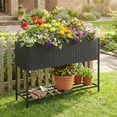 thumbnail image 2 of Gymax Elevated Planter Box Raised Garden Bed w/Rattan Surface Bottom Storage Shelf, 2 of 10
