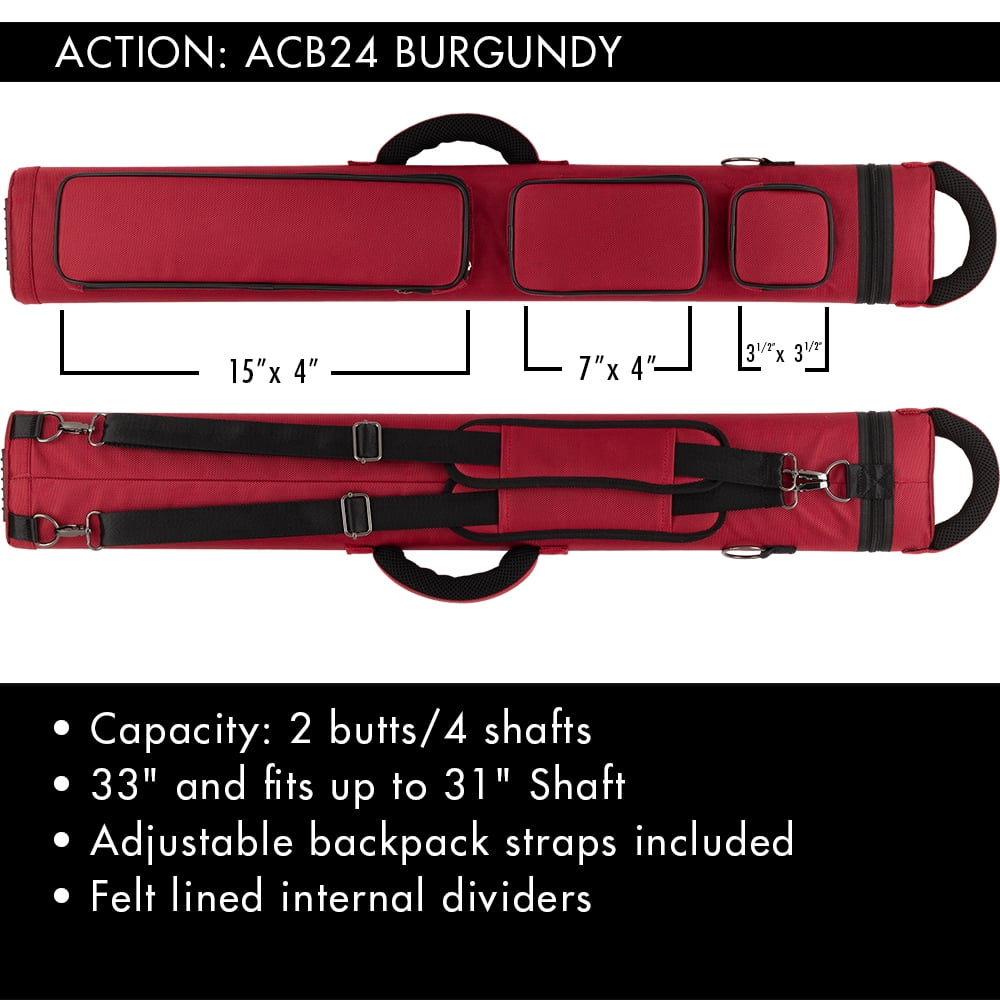Action Backpack ACB24 2x4 Hard Case Billiard Stick Bag Billiards Cues