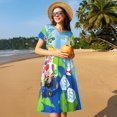 thumbnail image 3 of Lsque Mario Print Women's Casual Dress T-Shirt Summer Short Sleeve Scoop Neck Swing Dresses, 3 of 7