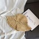 thumbnail image 1 of Gorros de paja con cabeza grande hechos a mano para mujer, sombreros de sol plegables con protección solar, estilo coreano INS, para viajes, vacaciones y playa, 1 of 4