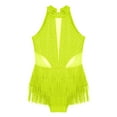 thumbnail image 5 of Haitryli Girls Sequined Tassel Latin Jazz Dance Dress Sleeveless Rhinestone Ballet Leotard Salsa Rumba Costume Yellow 16, 5 of 7