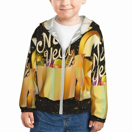 

Lukts Happy New Year 2025 C Print Children s Long-Sleeved Sun Protection Clothing Hooded Sweatshirts for Boys and Girls Outdoor Sports-2 Years