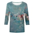 thumbnail image 5 of Dyegold 3/4 Sleeve Tops For Women Summer Round Neck Dressy Casual Vintage Floral Print Shirts Plus Size Trendy Blouses Tunic, 5 of 5