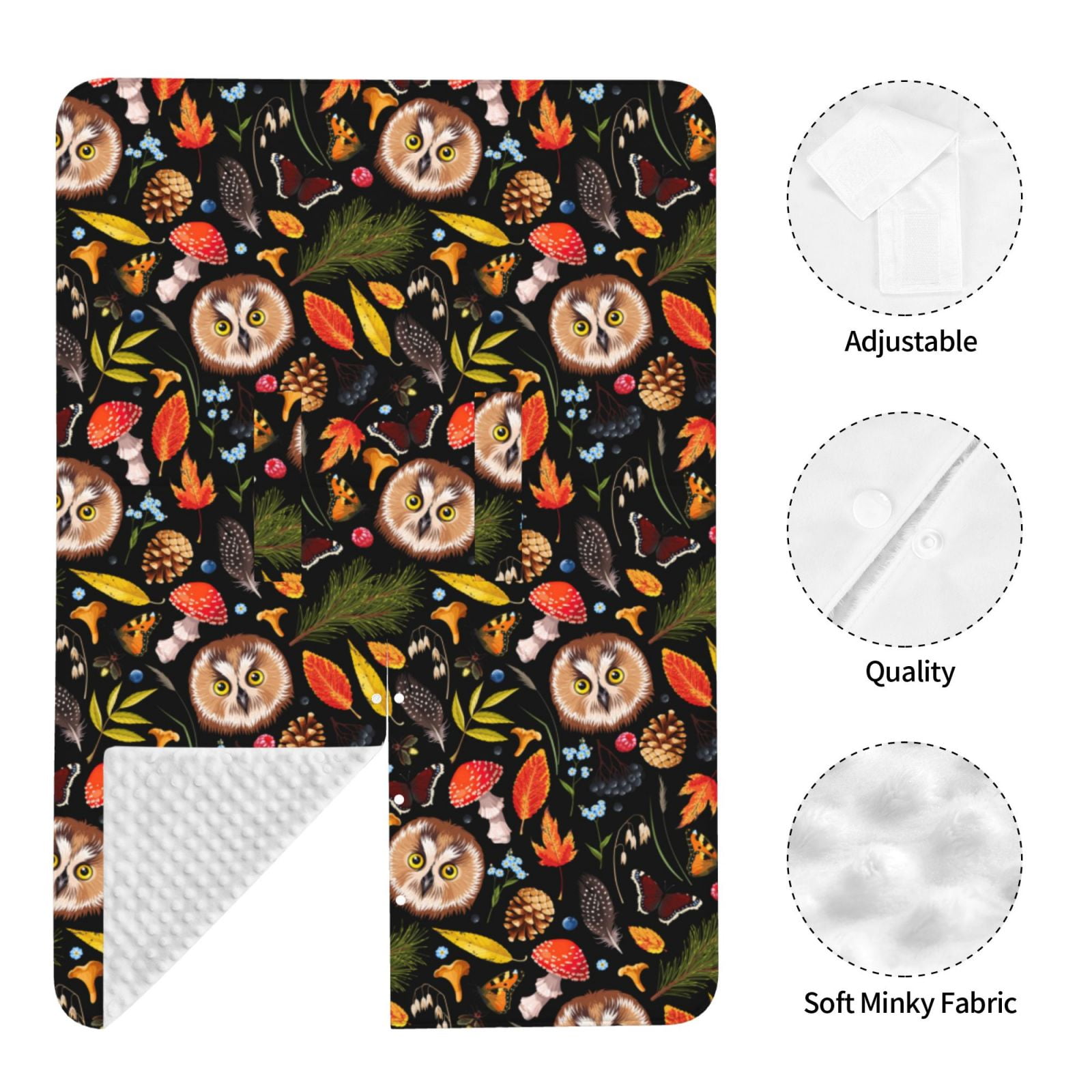 Naloa Owl And Leaves Baby Car Seat Cover, Breathable Baby Carrier Cover, Multiuse Baby Carrier Cover & Nursing Breastfeeding Cover