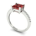 thumbnail image 2 of Clara Pucci 14K White Gold Solid Gold Garnet Solitaire with Accents Anniversary Ring for Women - 1.62 cttw Princess Cut, 2 of 8